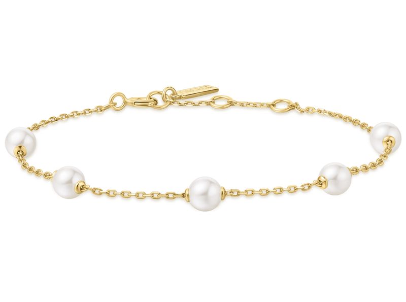 GOLD PEARL STATION BRACELET