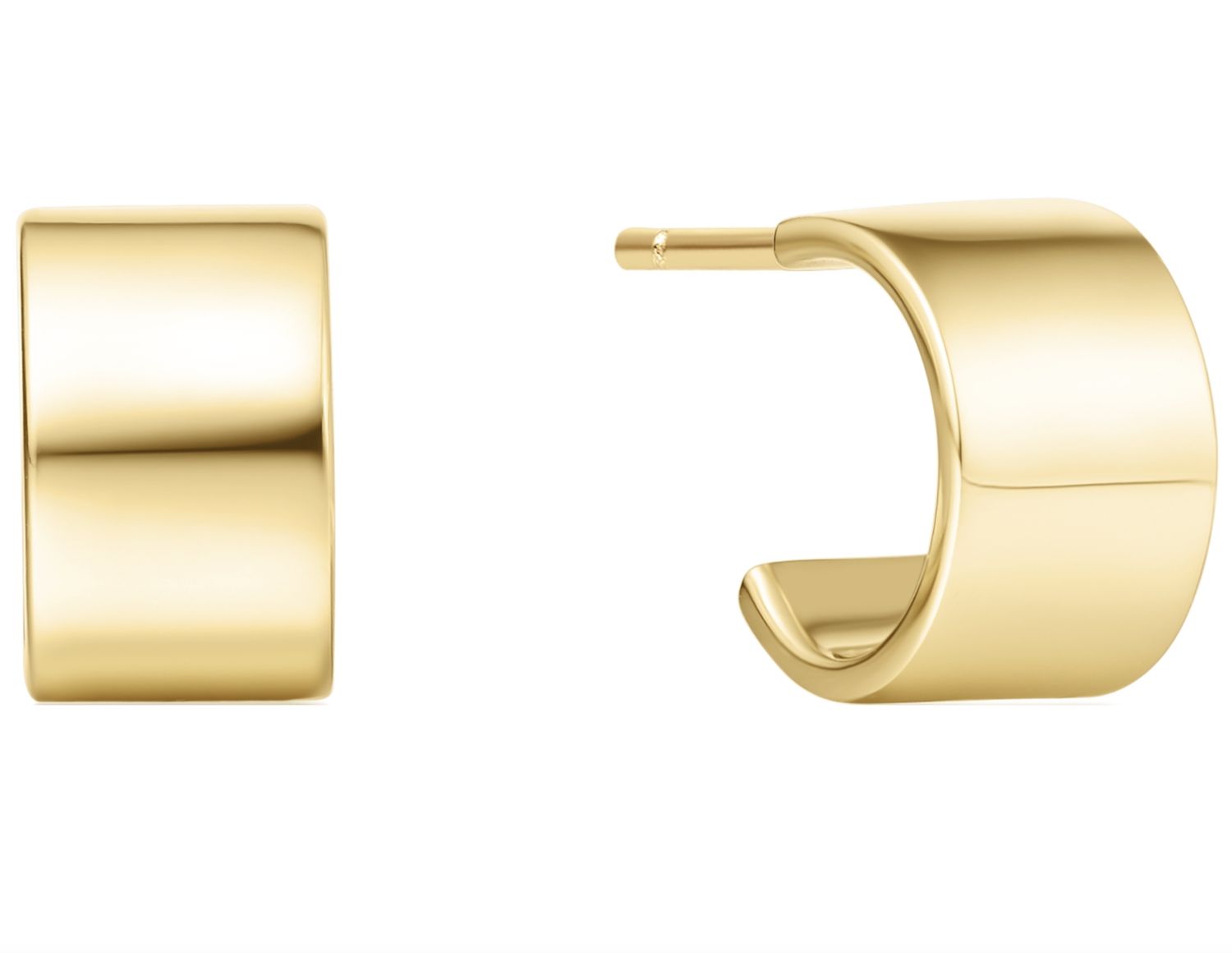 GOLD FLAT SMALL HUGGIE HOOP EARRINGS