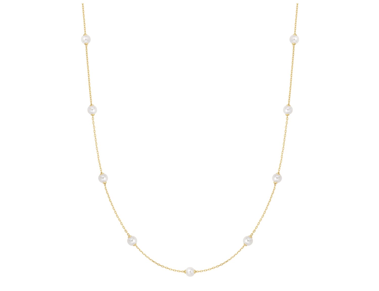 GOLD SHELL PEARL STATION CHAIN NECKLACE