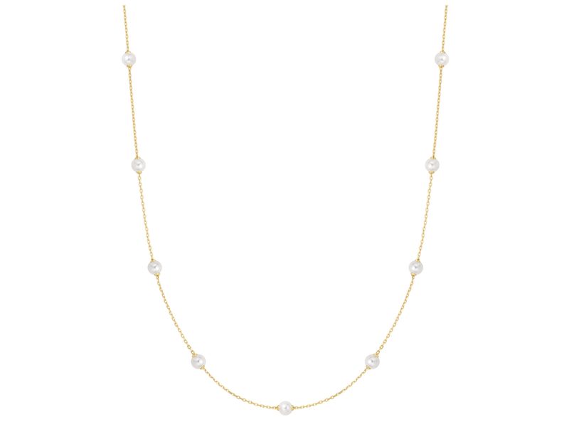 GOLD SHELL PEARL STATION CHAIN NECKLACE