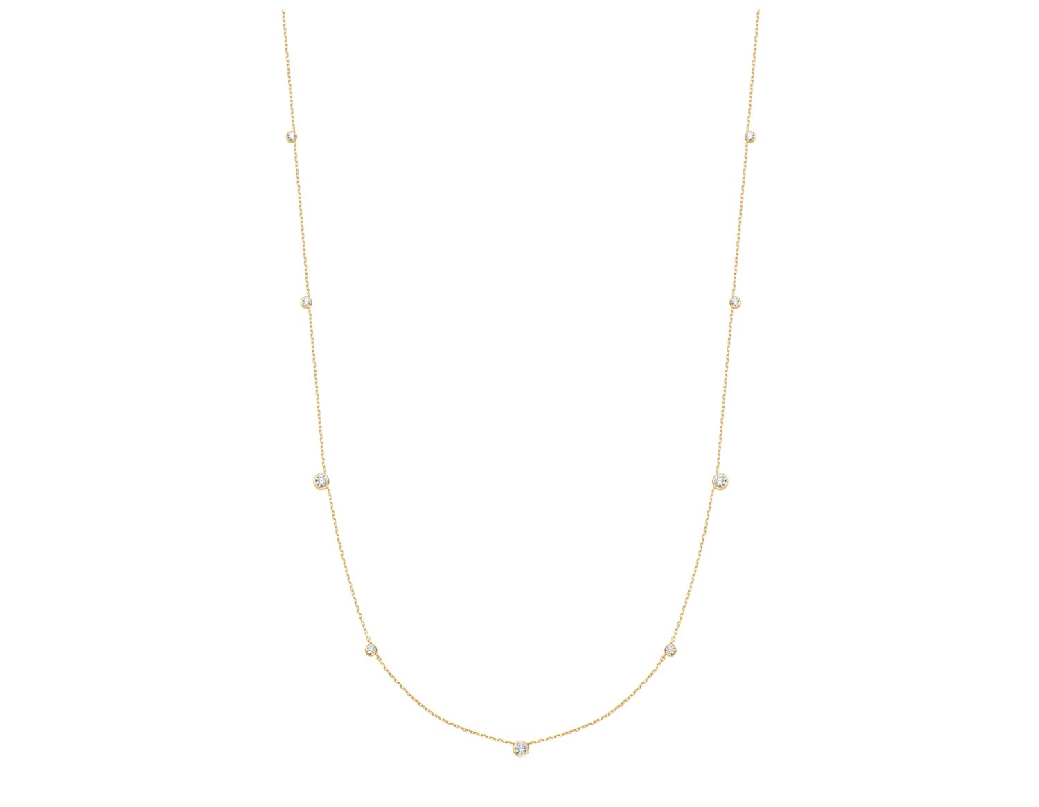 GOLD BEZEL CUBIC ZIRCONIA STATION NECKLACE