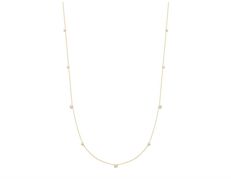 GOLD BEZEL CUBIC ZIRCONIA STATION NECKLACE