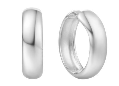 SILVER CHUBBY LARGE HUGGIE HOOP EARRINGS