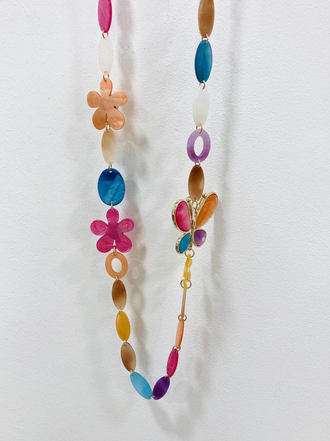 Fantasieketting Multicolor vlinder/bloem