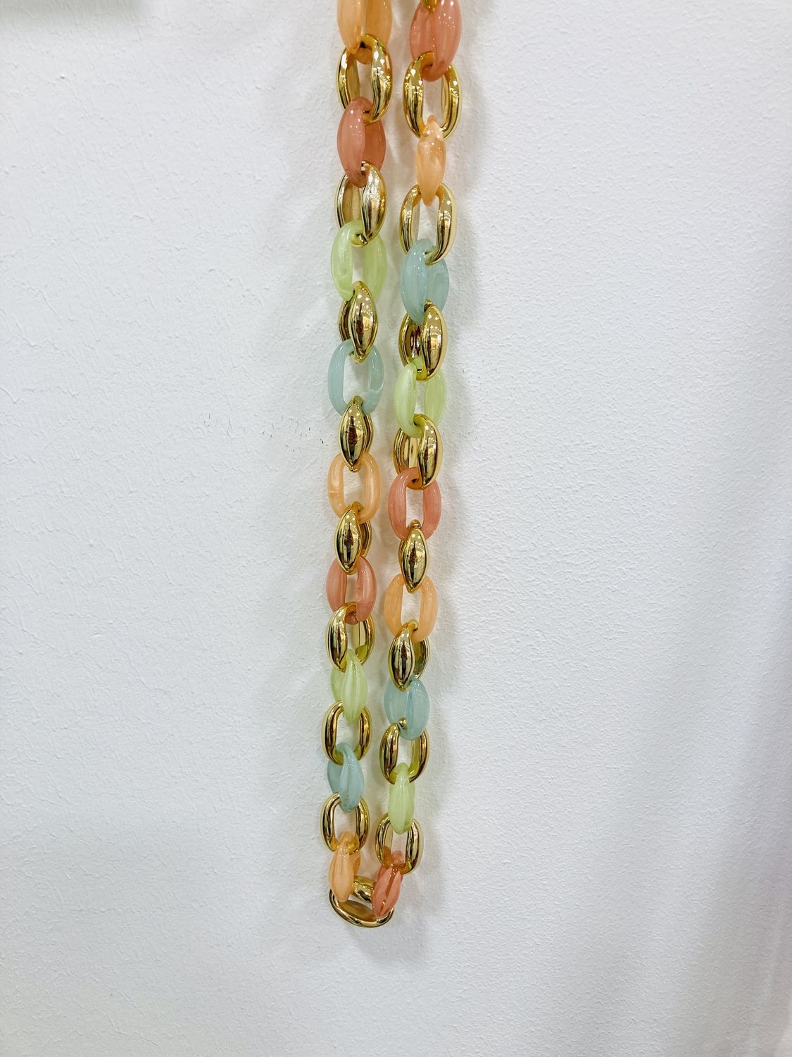 Fantasieketting schakels multicolor/goudkleur