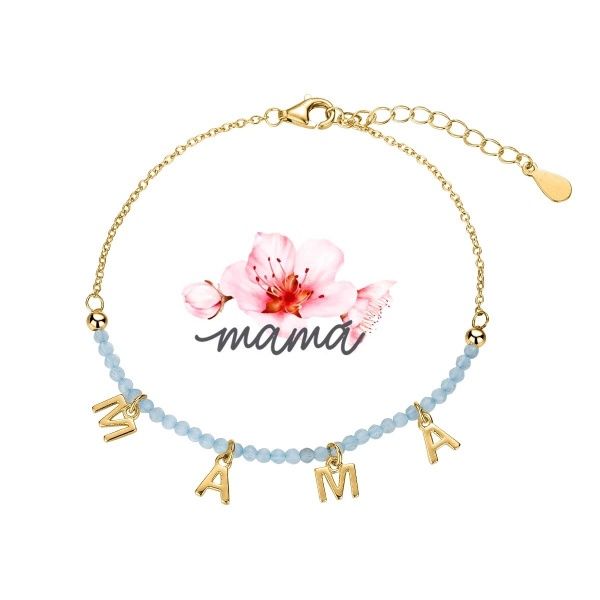 Armband MAMA met blauwe accentjes