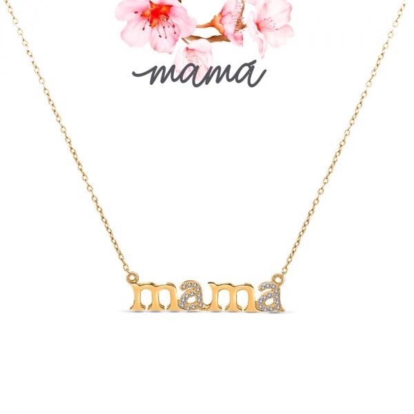 Halsketting MAMA met witte zirkonia