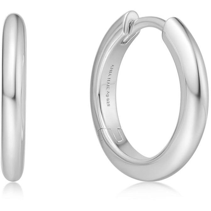 SILVER TUBE SMALL HUGGIE HOOP EARRINGS