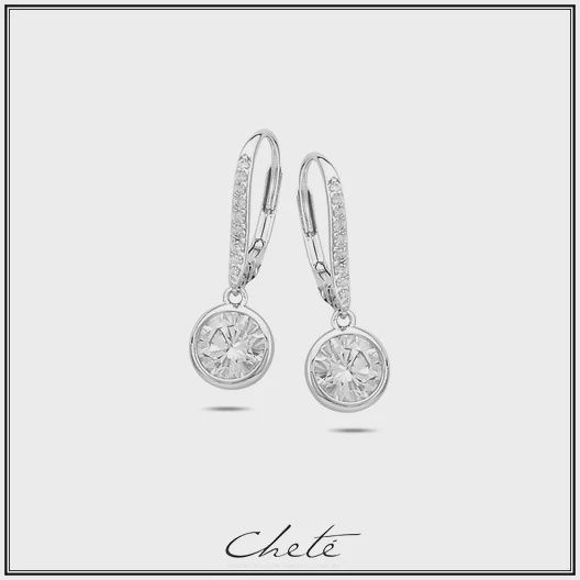 Hangoorbel brisure met crystal zirkoon 6mm