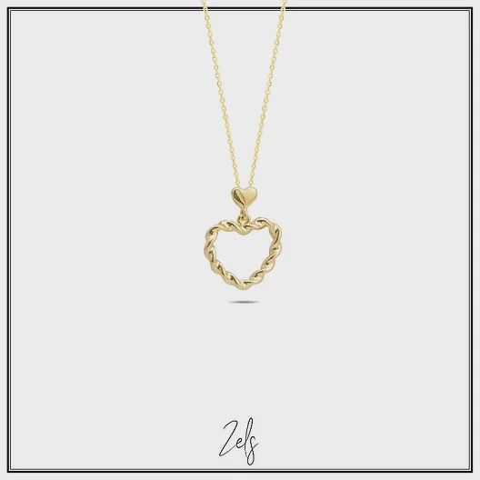 Ketting met hanger &#39;Double heart&#39; verguld