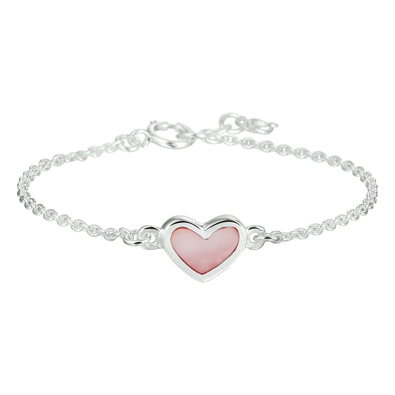 Kinderarmband met roze hartje in parelmoer 13+2cm