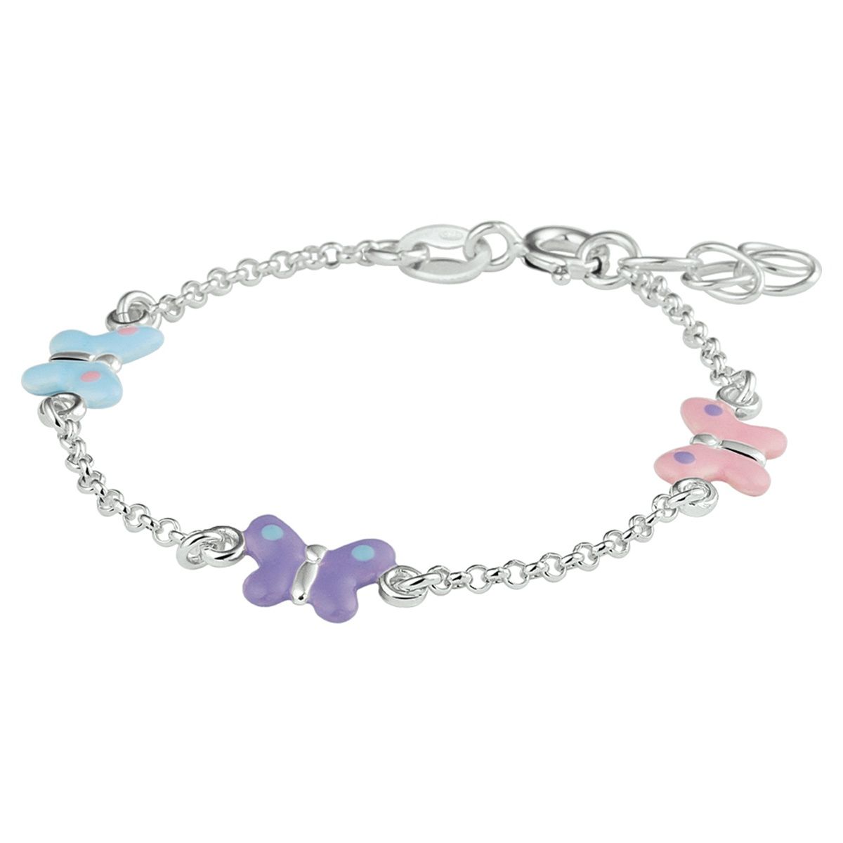 Kinderarmband met 3 vlinders 13+2cm