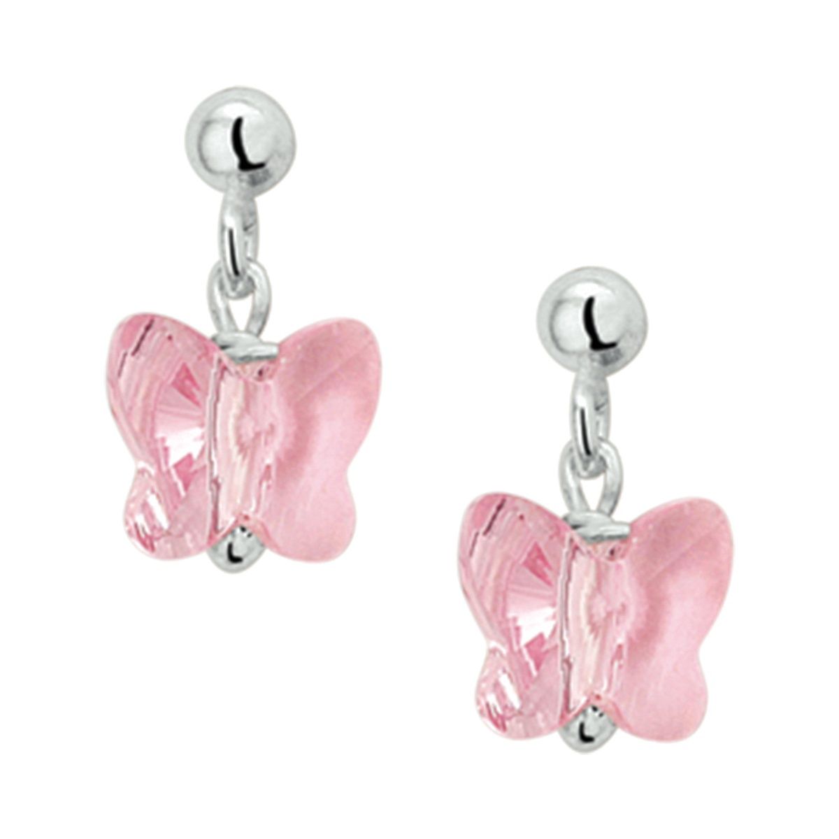 Kinderoorbellen vlinder in roze glas