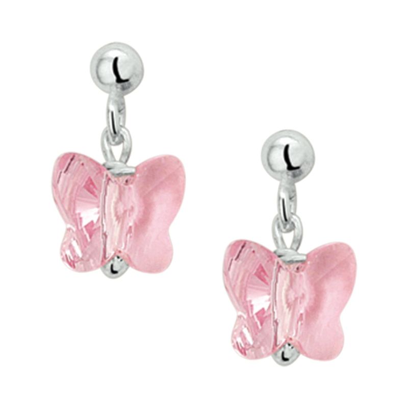 Kinderoorbellen vlinder in roze glas