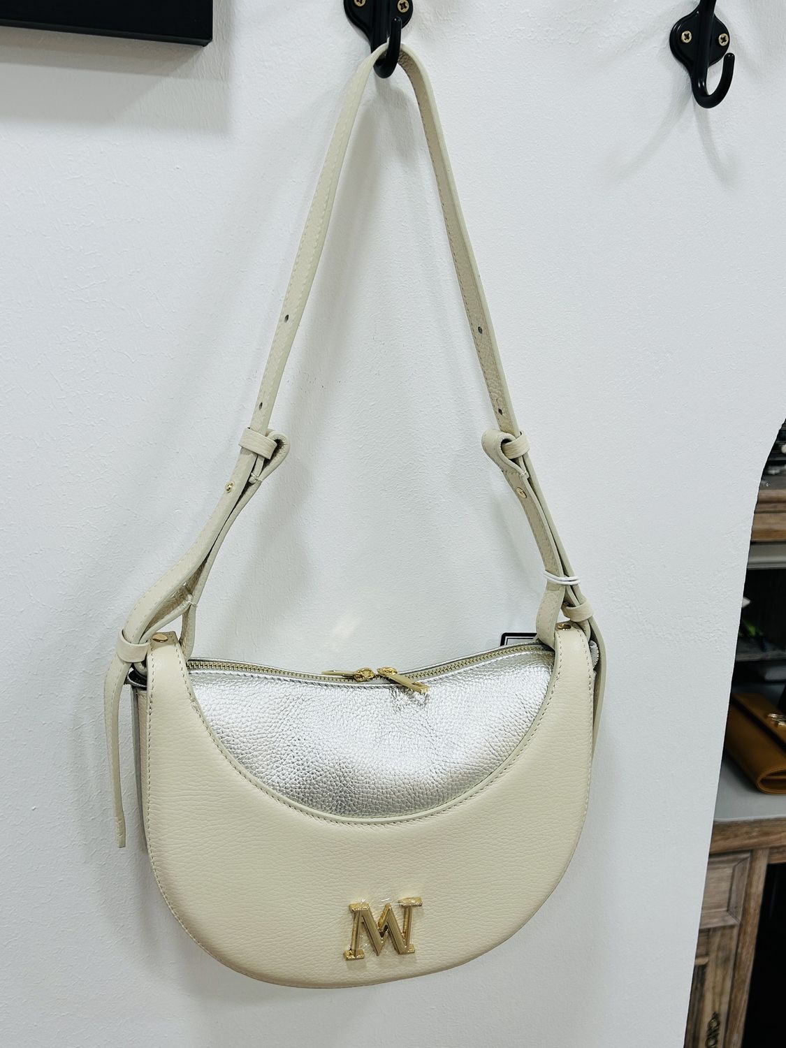 Handtas &#39;Alexia XL&#39; Ecru/Zilvertint