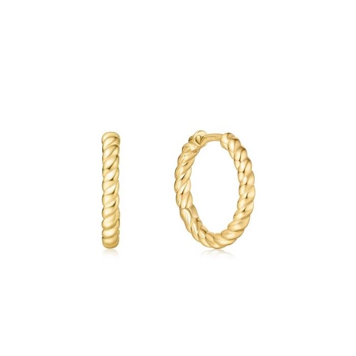 GOLD TEXTURE MEDIUM HUGGIE HOOP EARRINGS