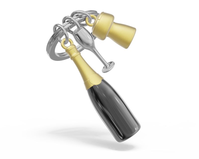 3D Sleutelhanger Champagne