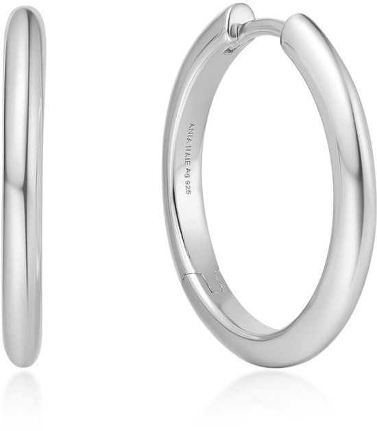 SILVER TUBE MEDIUM HOOP EARRINGS