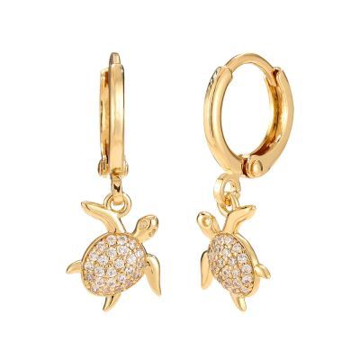Kleine zeeschildpad met zirkonia Goldplated