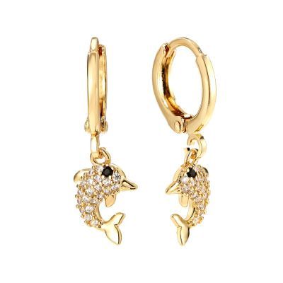 Schattige dolfijn met zirkonia Goldplated