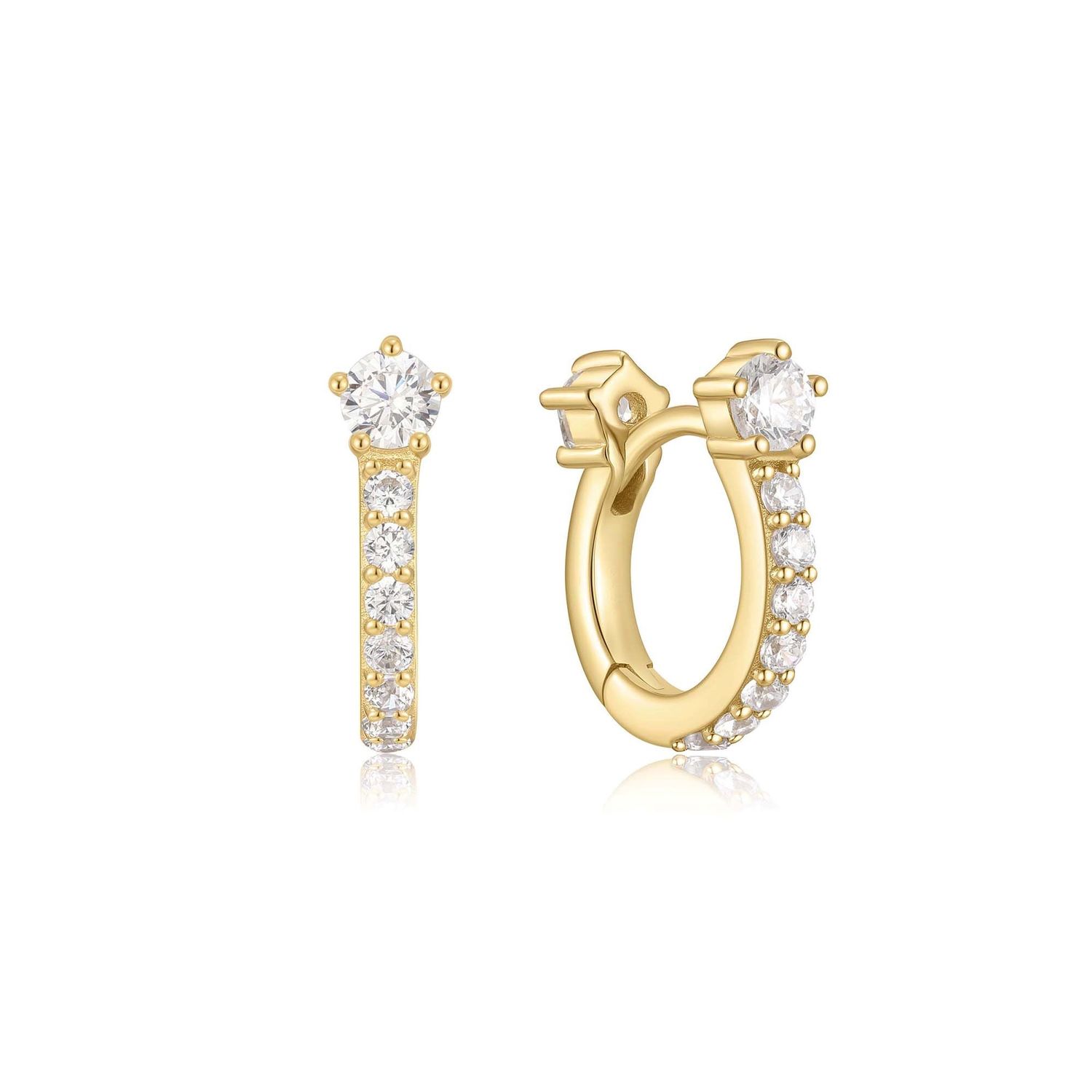 GOLD SPARKLING PAVÉ HUGGIE HOOP EARRINGS