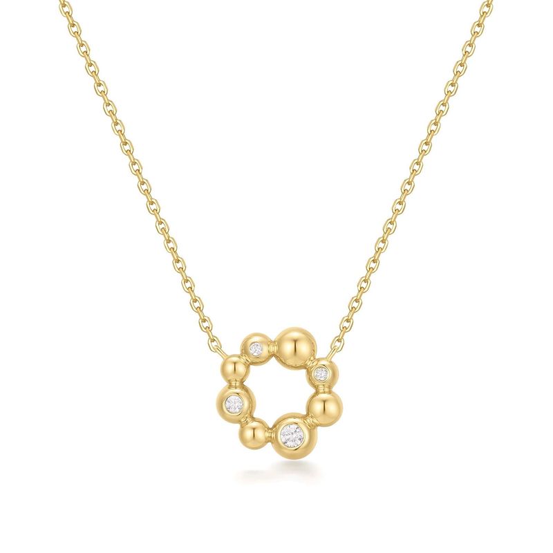 GOLD ASYMMETRIC BEADED CIRCLE NECKLACE