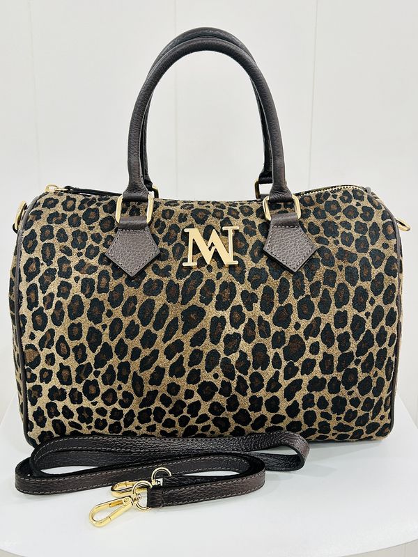 Handtas &#39;Zita&#39; Leopard/Chocolade