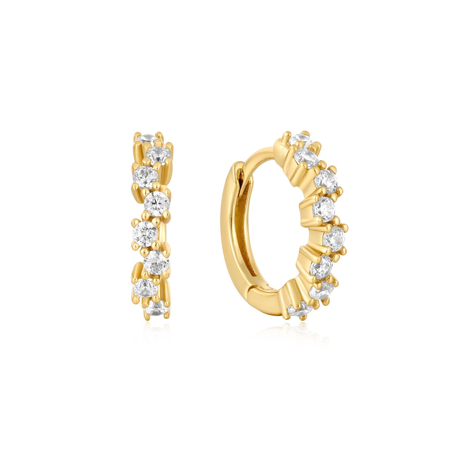 GOLD SPARKLE CLUSTER HUGGIE HOOP EARRINGS