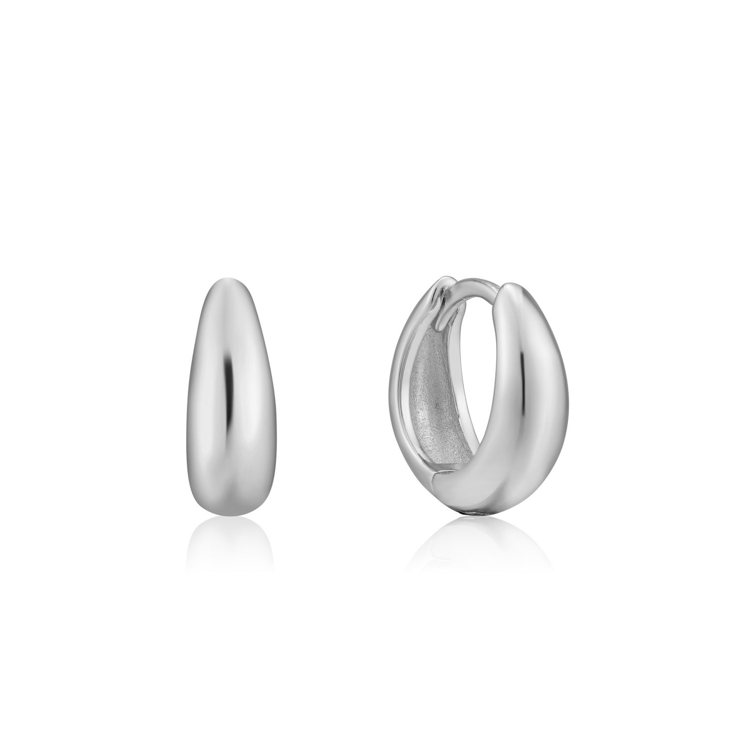 LUXE HUGGIE HOOP EARRINGS Silver