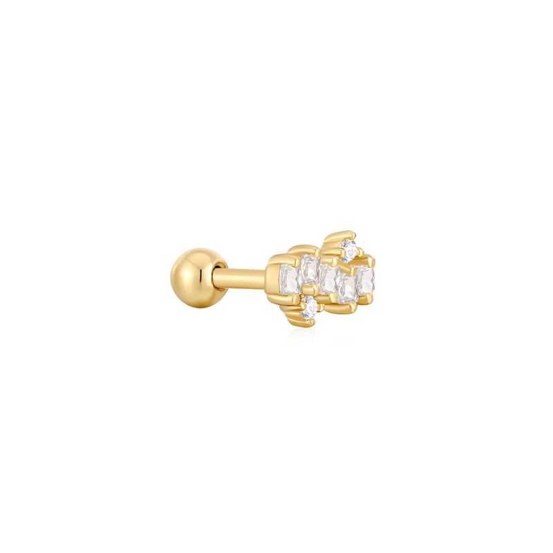 GOLD SPARKLE CLUSTER CLIMBER BARBELL SINGLE EARRING