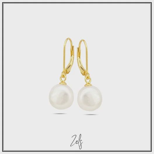 Hangoorbel brisuresluiting met Parel, Goldplated