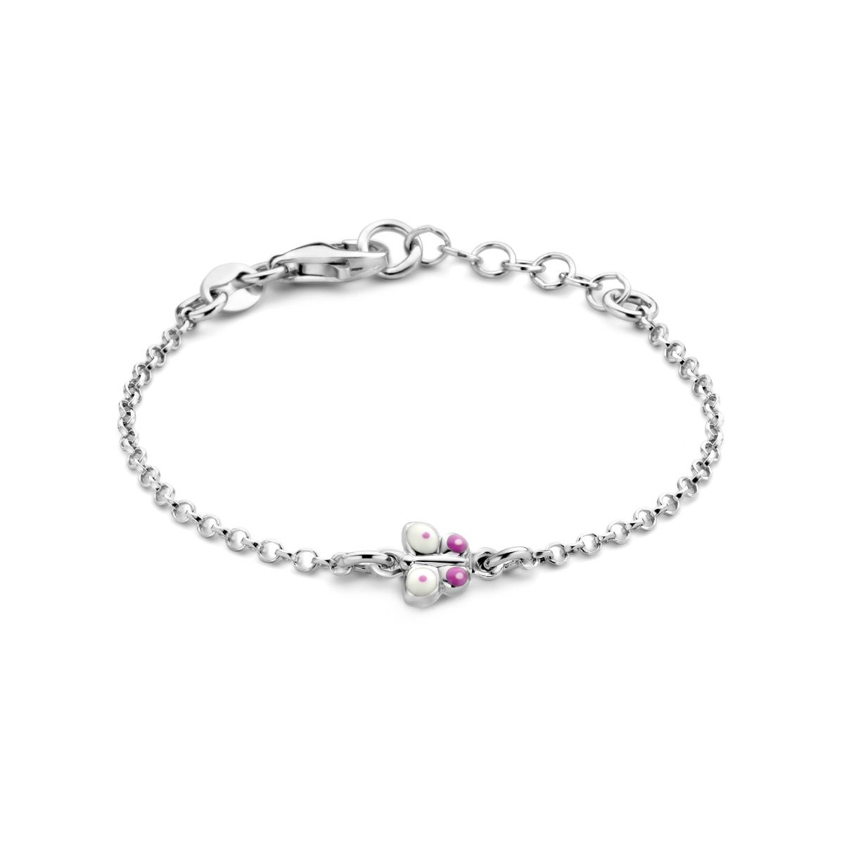 Kinderarmband met vlindertje wit en roze