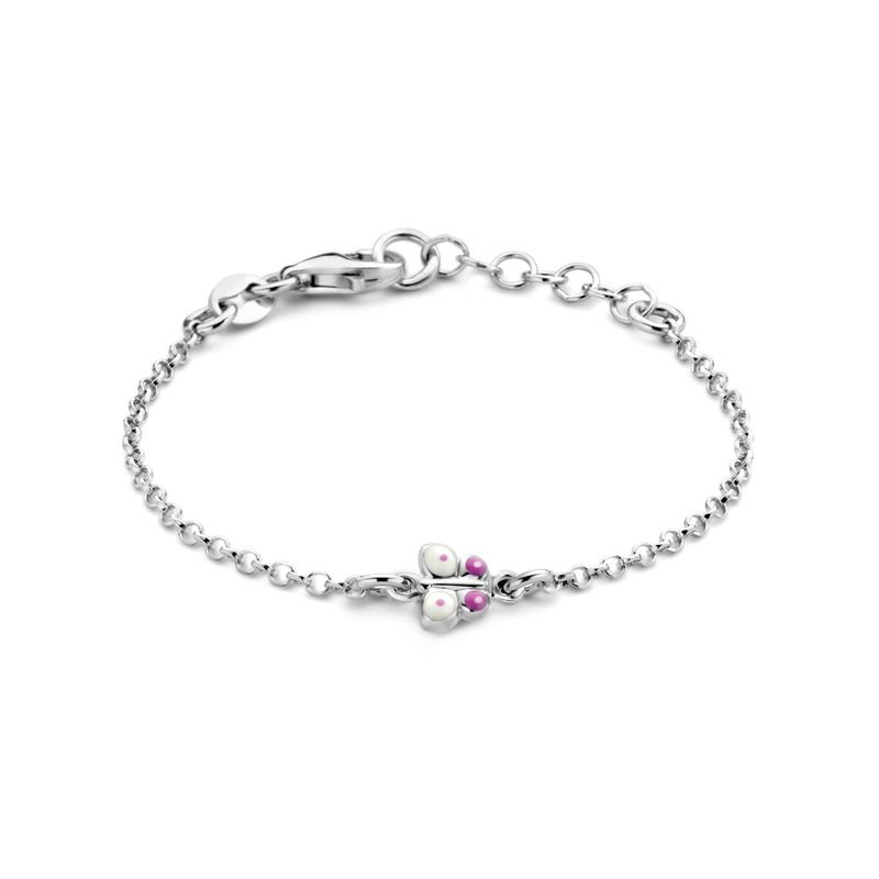 Kinderarmband met vlindertje wit en roze