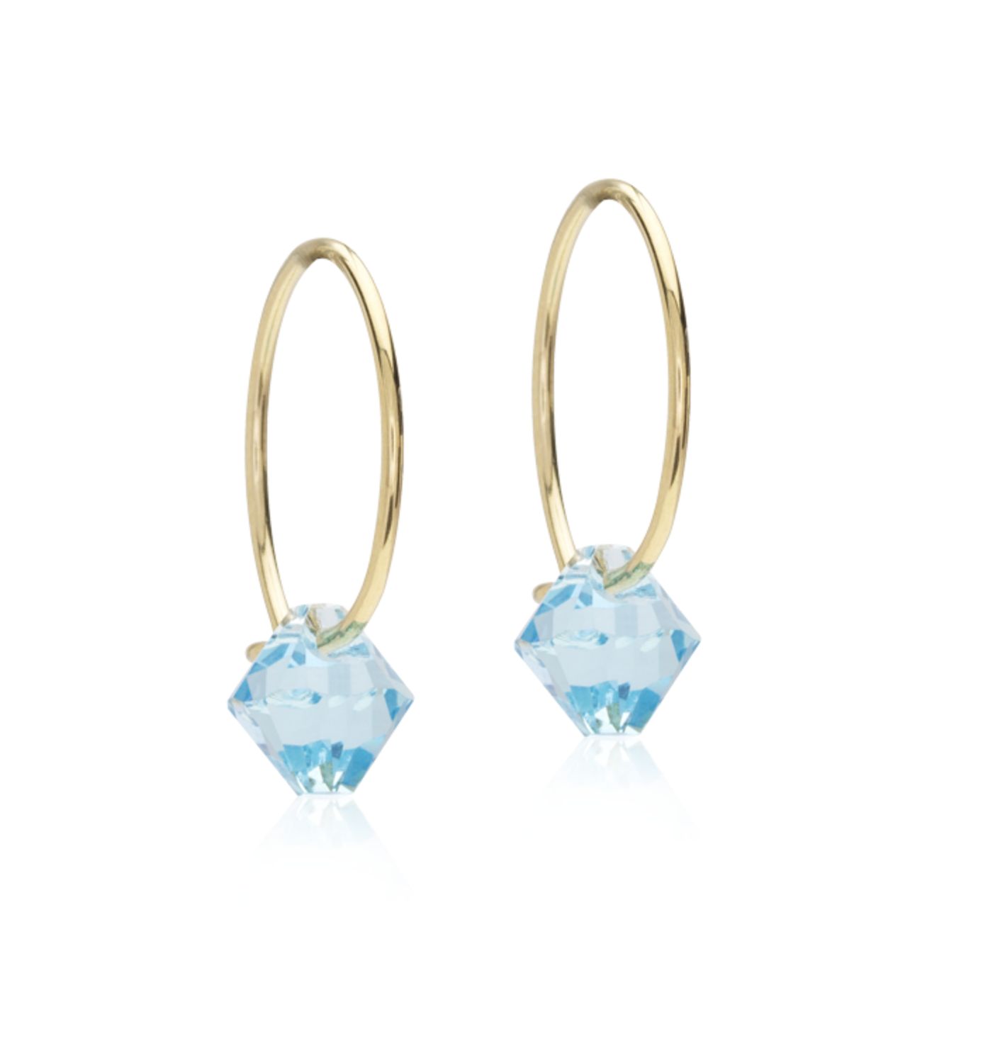 GT Ear Ring 14 mm, Bicone 6 mm, Aquamarine