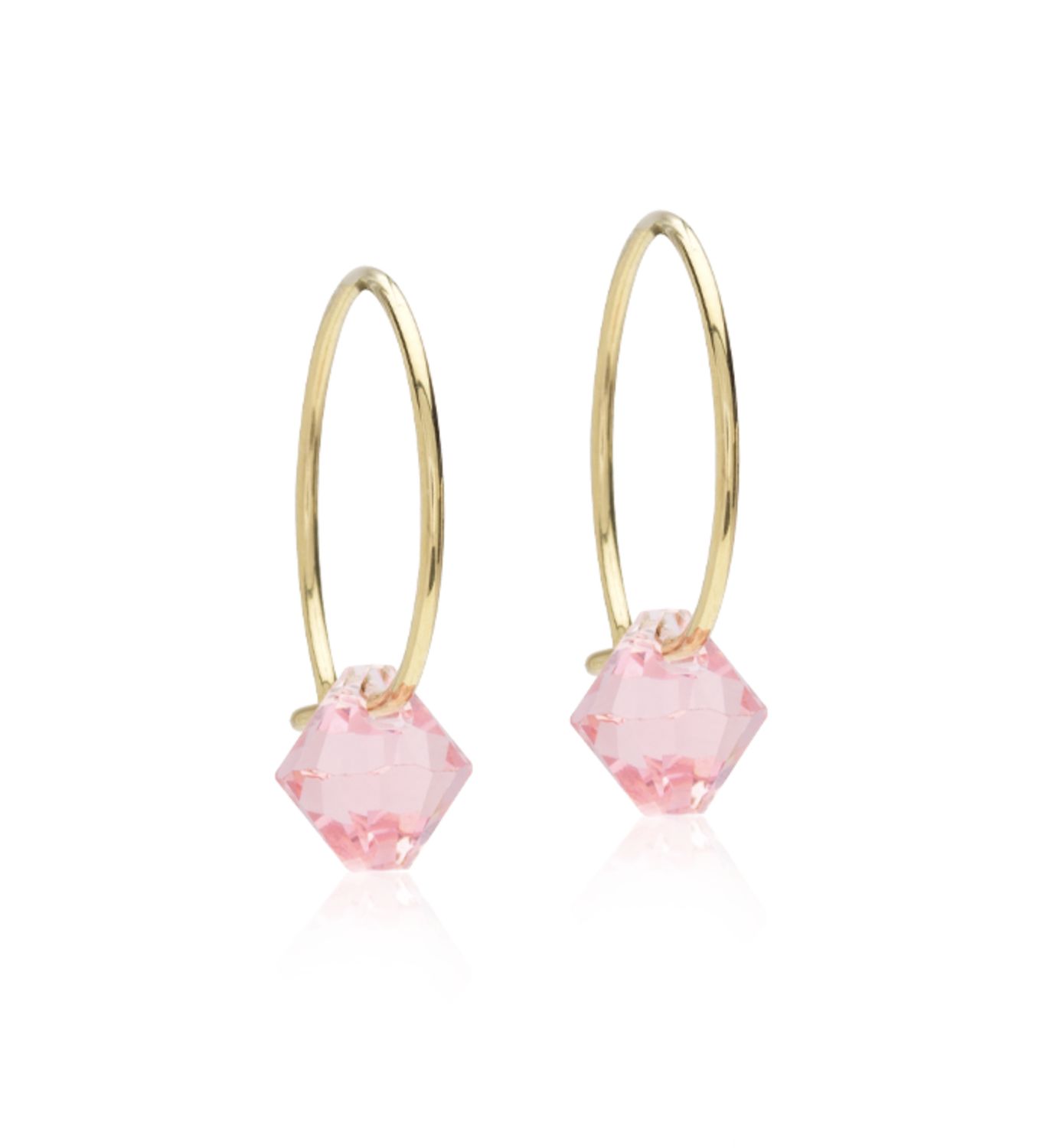GT Ear Ring 14 mm, Bicone 6 mm, Light Rose