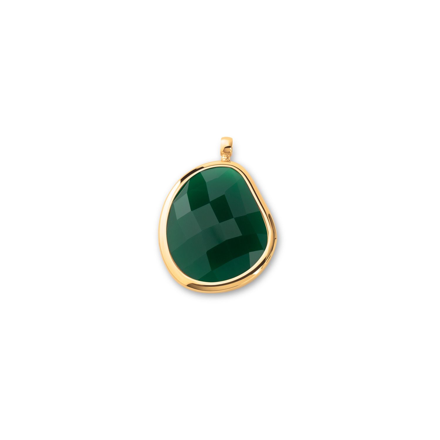 KP04 KO Shaped facet hanger, Kleur: Goudkleur, Kleur steen: Ocean Green