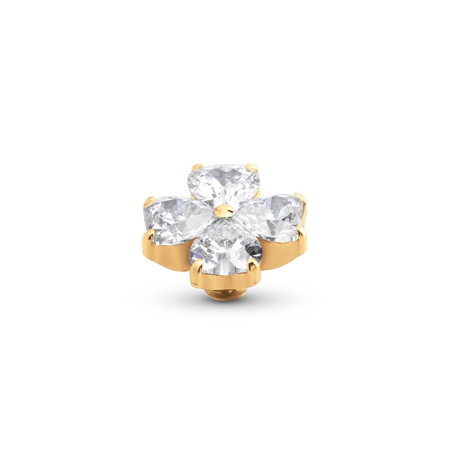 TMG1 TW Heart Clover, Kleur: Goudkleur, Kleur steen: Crystal