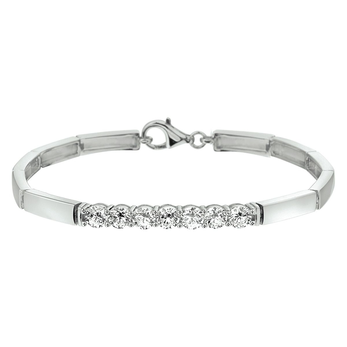 Gerhodineerd zilveren armband met zirkonia.