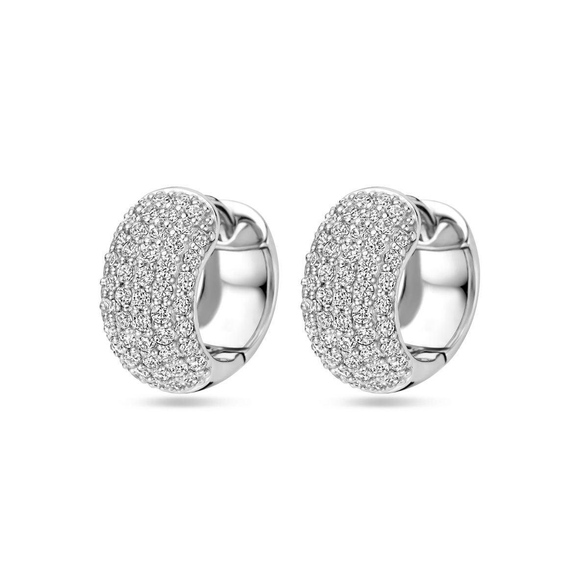Zilveren klapoorringen uitgevoerd met zirkonia, 16mm