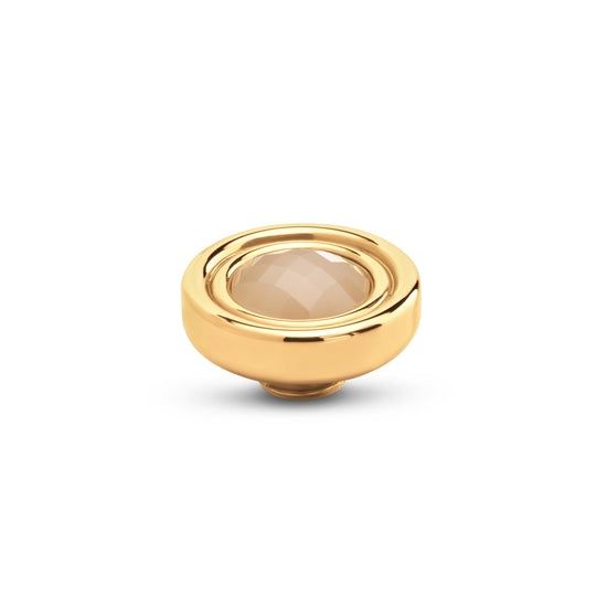 VM91 VI Button, Kleur: Goudkleur, Kleur steen: Latte