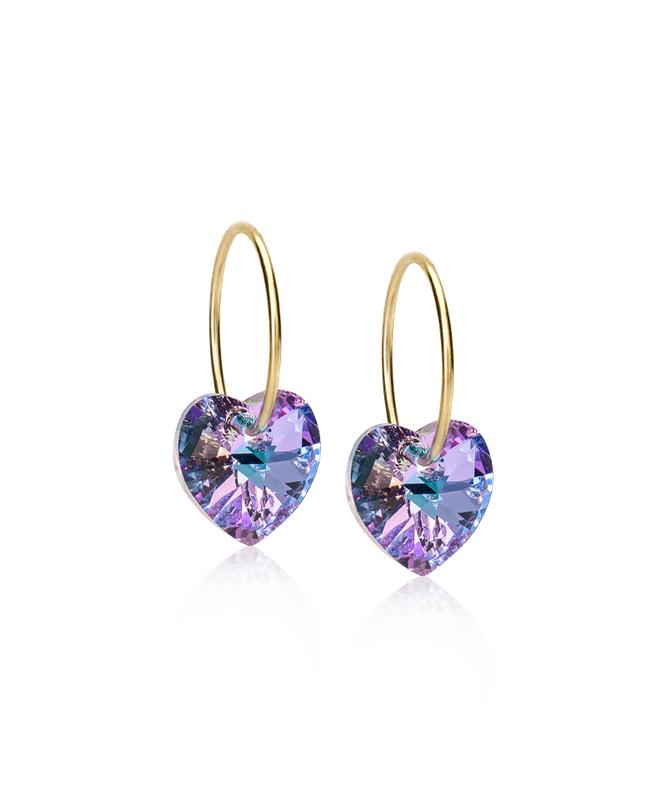 GT Ear Ring 14 mm, Heart 10 mm, Lilac