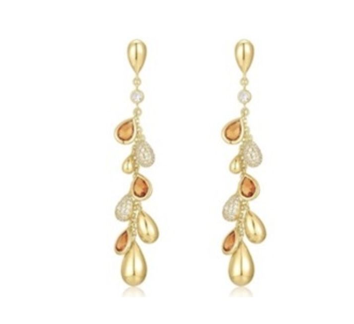 GOLD NANO GEM TEARDROP CASCADE EARRINGS
