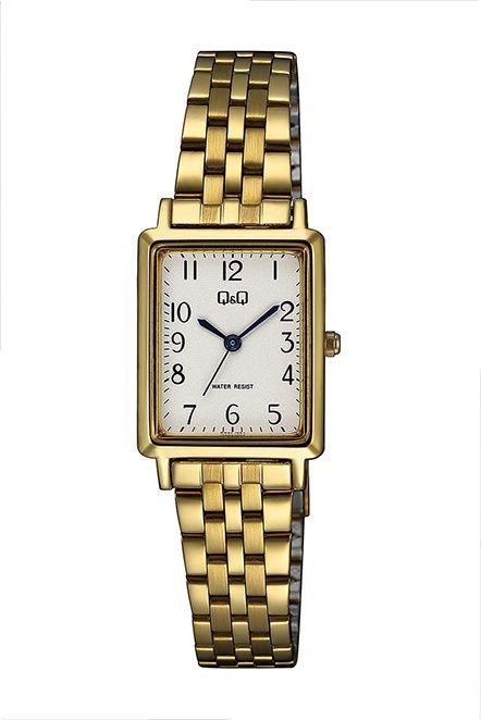 Q&amp;Q Horloge met stalen schakelarmband goudkleur Q03C-500PY