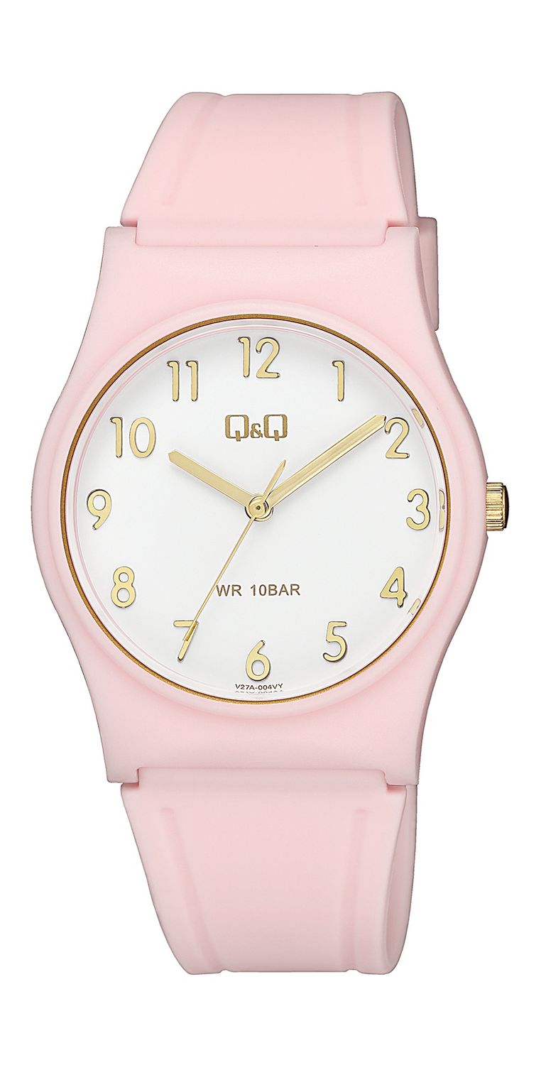 Q&amp;Q dames/tiener horloge lichtroze plastic band V27A-004VY