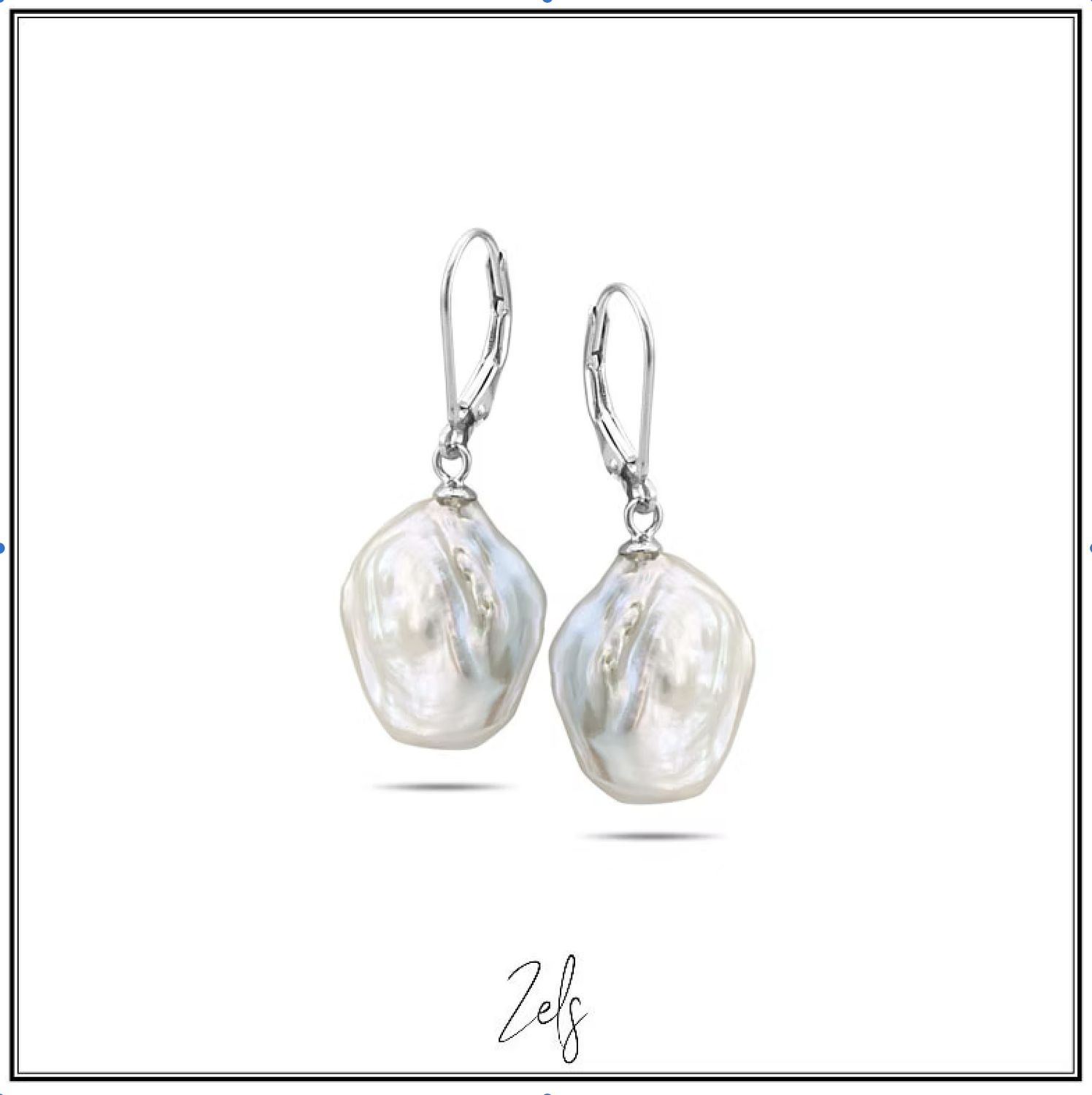 Oorbel hangende grote zoetwaterparel