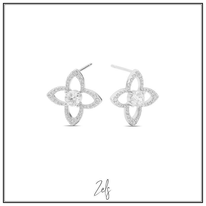 Oorbel Bloem met zirconium