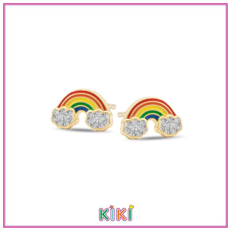 Kinder oorbel met regenboog