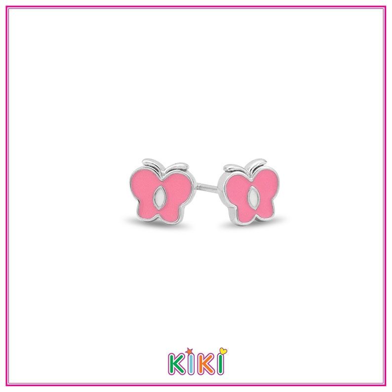 Kinder oorbel roze vlinder