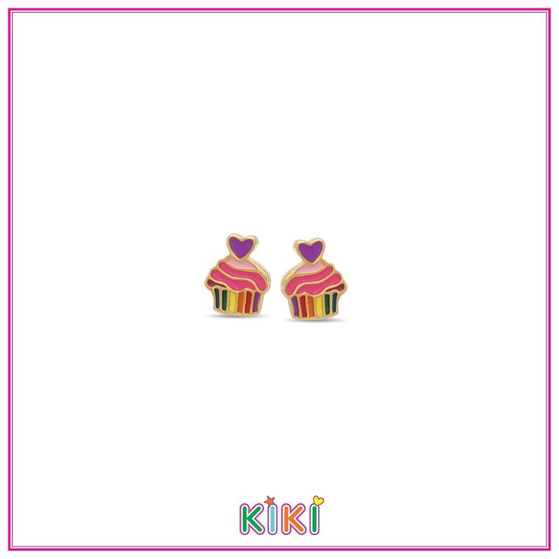 Kinder oorbel Cupcake met hartje