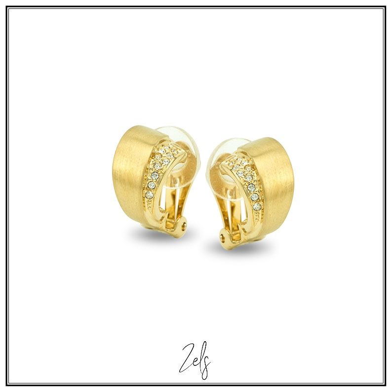 Brede klapoorbellen met zirconia verguld